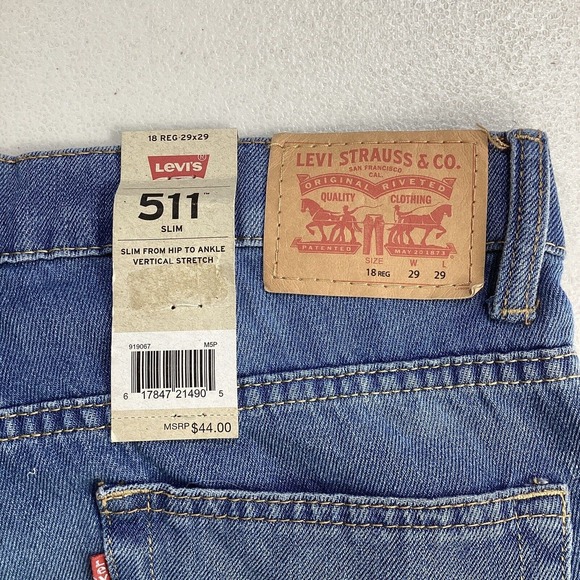 Levis 511 Jeans Boys 18 Reg 29 x 29 Slim Light Wash Vertical Stretch Casual - Picture 6 of 8